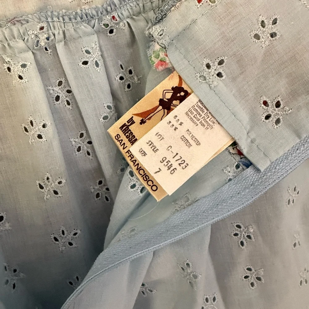 Vintage Rags by Kressandra Hippie Boho Floral Embroidery Puffy Sleeves Sz7 Dress - Picture 6 of 7